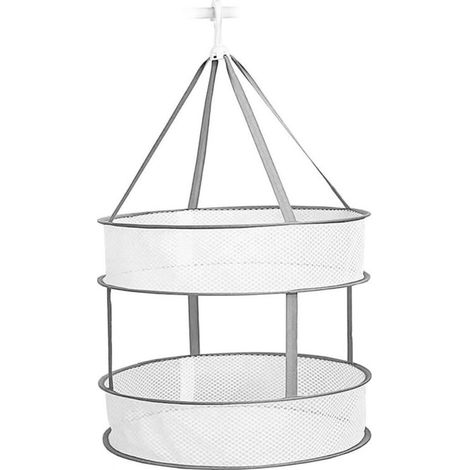 Rangement vêtements suspendus / étendoir à linge - 2 paniers (1/4)