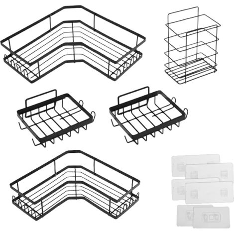 Dreieckiges Badezimmerregal, Eck-WC-Regal ohne Bohren, Eck-Duschablage, Wandmontage, platzsparend, kein Bohren erforderlich (1/4)