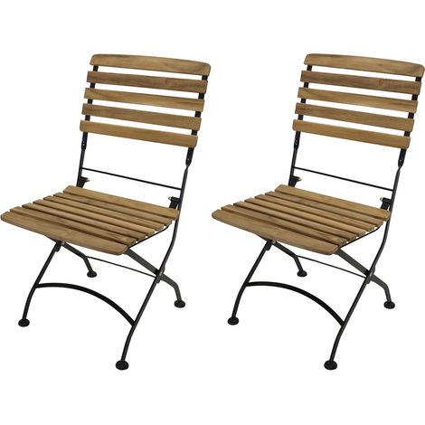 Klappstuhl JAKARTA, Flachstahl schwarz + Teakholz, 2 Stück