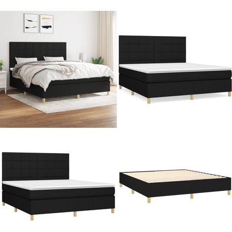 Boxspringbett mit Matratze Schwarz 160x200 cm Stoff - Boxspringbett - Doppelbett - Schlafsystem - Bettrahmen - Matratze - Home & Living