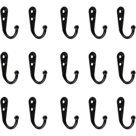 Lot de 15 crochets pour fixation murale, noir (1/5)
