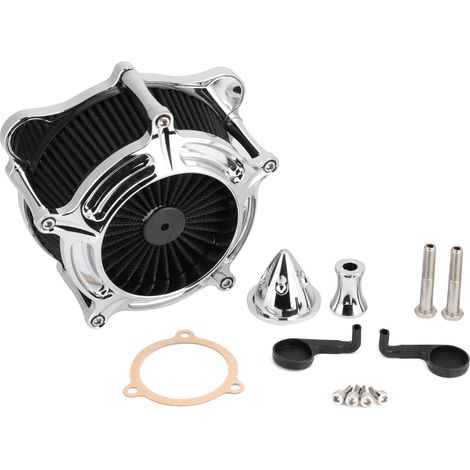 Motorradmodifikation: Silber galvanisierter Harley Softail Luftfilter (Gleiter-Stil, spitze Spitze). (1/5)