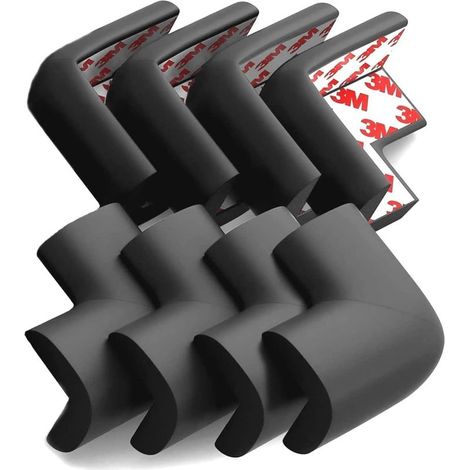 Lot de 10 coins mous en mousse pour table bébé, protection angles meubles enfants, anti-chocs bords sécurisés noir (1/5)