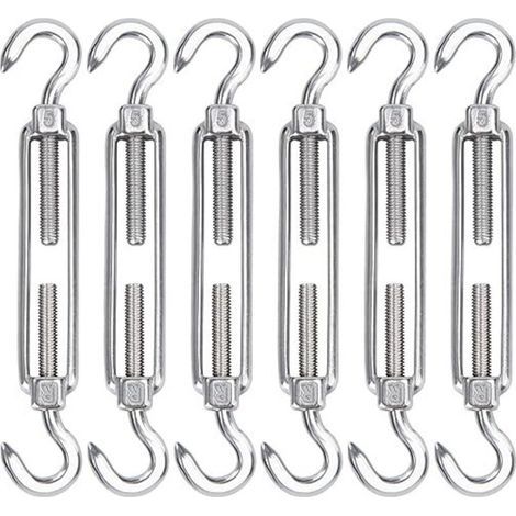Tendeurs de câble en acier inoxydable M5 – Lot de 6 crochets et tendeurs réglables pour corde à linge, treillis métallique ou clôture (1/5)