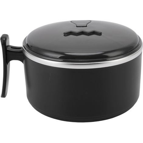 Isolierte Thermoskanne aus Edelstahl 304 für warme und kalte Speisen, doppelwandiges Design mit Ständer, ideal für Ramen und Mahlzeiten im Freien, Schwarz (1/5)