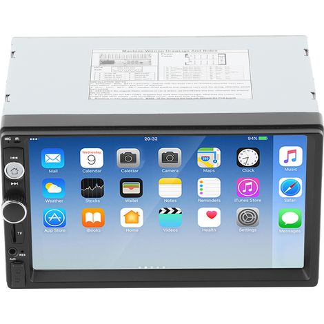 Autoradio MP5 stéréo 7 pouces pour voiture, compatible Bluetooth/AM/FM/RDS/entrée AUX/USB/carte mémoire microSD (1/5)