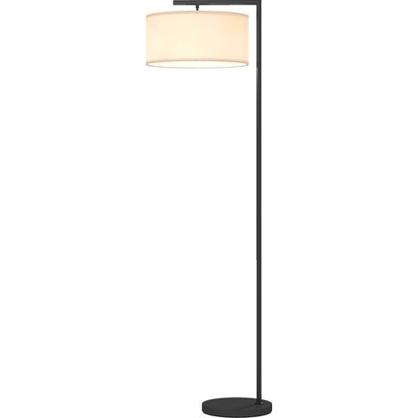 Lampadaire sur pied avec abat-jour en lin, base ronde stable 47x37x153 cm, noir et blanc (1/5)
