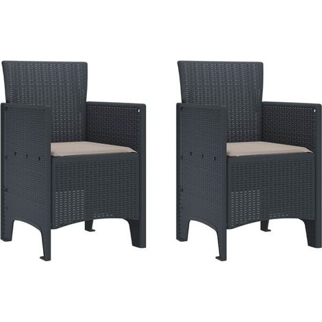 Ensemble de deux chaises de jardin, polypropylène gris anthracite (1/5)
