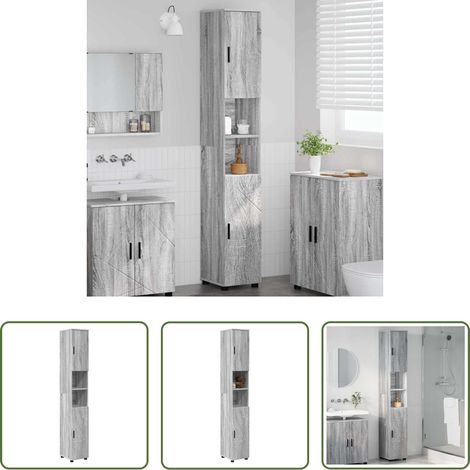 Holzschrank -  Badezimmerschrank mit Speicher Graues Sonoma 30 x 35 x 192 cm (1/5)