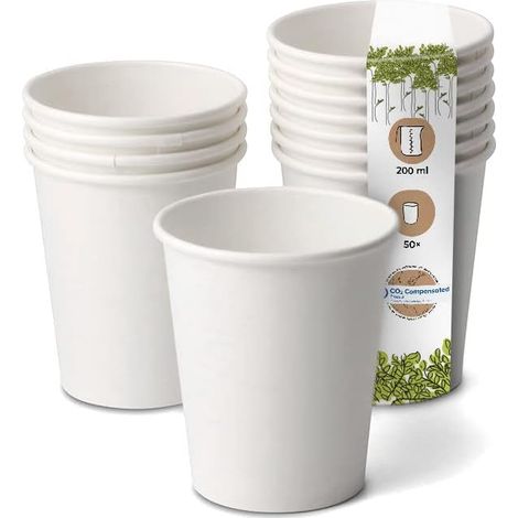 BIOZOYG Bicchieri Monouso 200 ml 8 cm Bianchi 50 Pezzi (1/3)