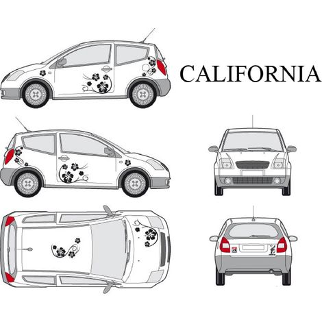 Set complet Adhesifs -CALIFORNIA- Noir - Taille S - Car Deco