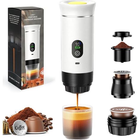 Mini machine à café portable 3 en 1, avec batterie 12 V, écran LED 20 bar (1/5)
