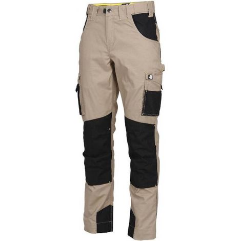 Pantalon de Travail Adam - Taille 54 - Beige/Noir - Résistant et Confortable - D-Work (1/5)