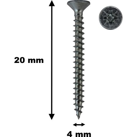 100 Stück Holzschrauben, TF, Stahl verzinkt, 4 x 20 mm