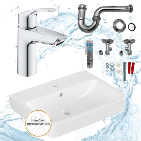 Villeroy Boch Waschbecken O.novo 60 cm Komplettset Standard Siphon
