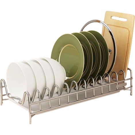Égouttoir d'évier, grille d'égouttage, bonde au-dessus de l'évier, égouttoir avec bac de récupération, compartiment métallique, intérieur monocouche en acier inoxydable (45 x 20 x 10 cm, argent)-AquaF (1/5)