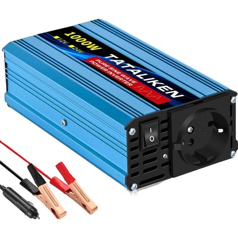 Inversor, convertidor de energía portátil, compatible con enchufes europeos, 12V 1000W 220V-LED (1/2)