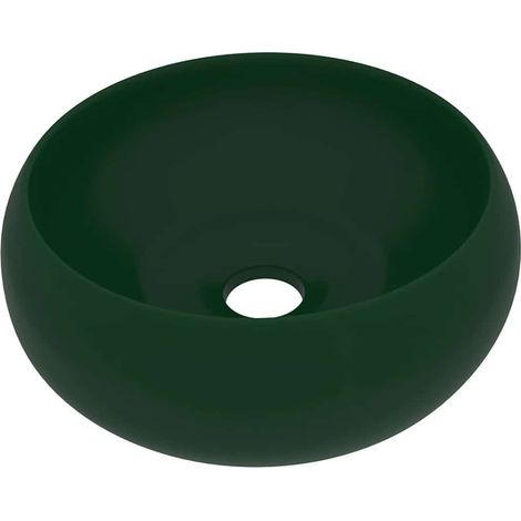 Lavabo vasque à poser Luxueux, rond de luxe Bac à laver, Vert foncé mat 40x15 cm Céramique OIB3488E (1/5)