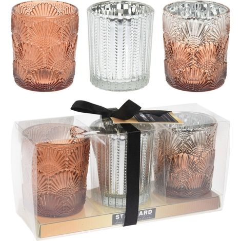 Portavela nav. vaso vidrio koopman 3 pz