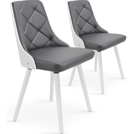 Lot de 2 Chaises Scandinave "Cargo" 79cm Gris & Blanc (1/4)