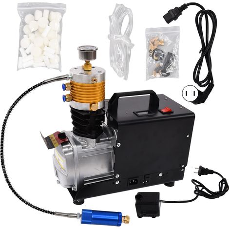 Compresseur d'air haute pression 30MPa 4500PSI, gonfleur à gaz avec pompe électrique 110V, kit de gonflage et test, prise US, pour pneus et équipements. (1/5)