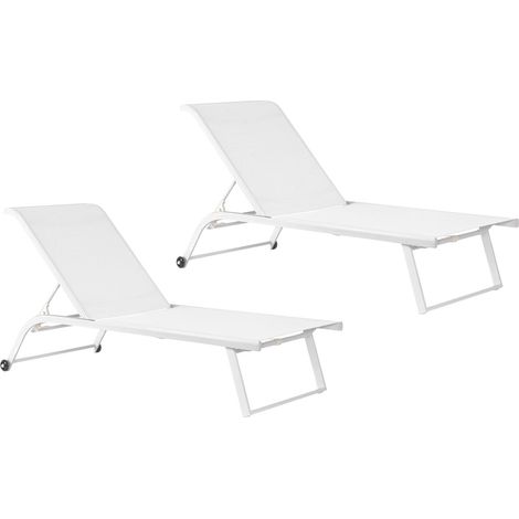 Bains de soleil inclinables en aluminium et tissu (lot de 2) - CABOURG (1/5)