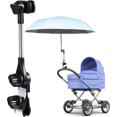 Support de parapluie pour poussette, support de parapluie réglable pour déambulateur, accessoire de parasol universel pour poussette, chaise de plage, vélo, chariot de golf, chaise de camping (1/5)