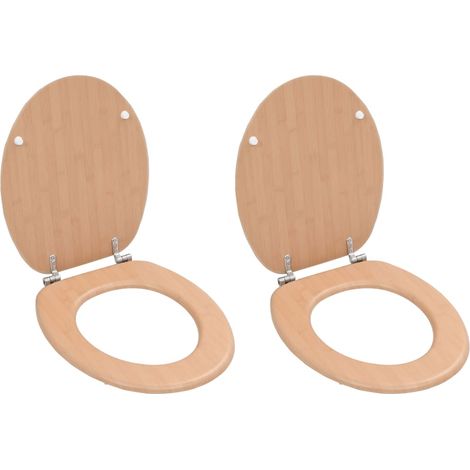 Set di due sedili copriwater con coperchi in MDF Design bambù 020002963
