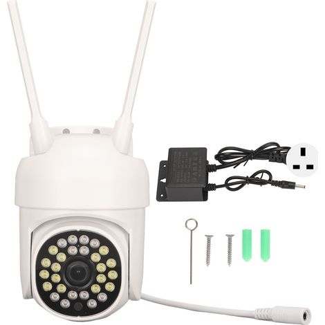 Caméra de surveillance WiFi sans fil, vision nocturne couleur, suivi de mouvement, intérieur/extérieur, 100-240V prise UK (1/5)