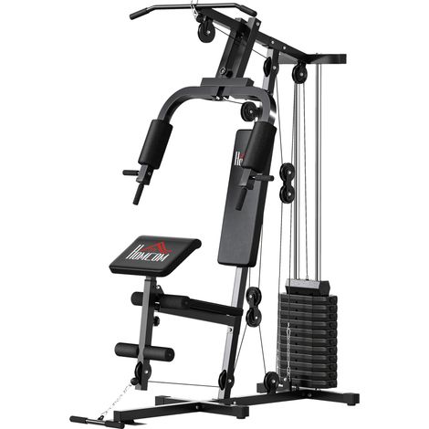 Station Musculation Multifonction Stack 65 kg Double Poulie Noir (1/5)