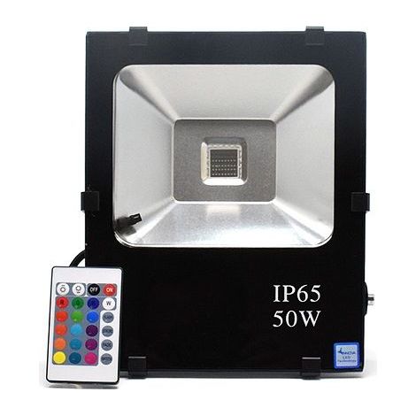 Foco Proyector led con mando RGB  Negro  50W (1/4)