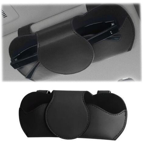 LaBlanc - Brillenhalter für Sonnenblenden im Auto, Brillenetui aus PU-Leder fürs Auto, magnetischer Brillenhalter fürs Auto, universelles Auto-Innenzubehör, für Autos (schwarz)