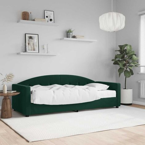 Tagesbett mit Matratze Dunkelgrün 80x200 cm Samt