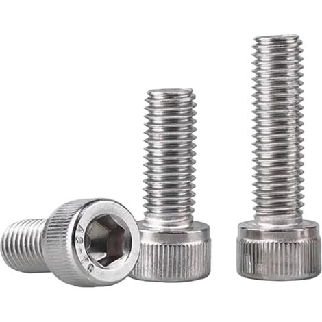 Vis à tête cylindrique creuse moletées longues en acier inoxydable avec filetage fin – M3 M4 M5 M6