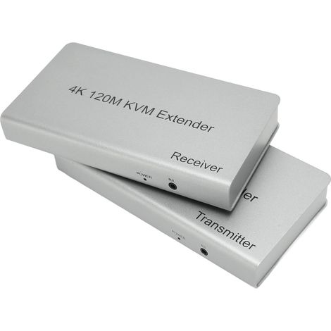 Extendeur KVM 120 m, 4K 60 Hz, clavier et souris à distance, contrôle USB, interface multimédia HD pour PC et TV, 100-240 V (1/4)
