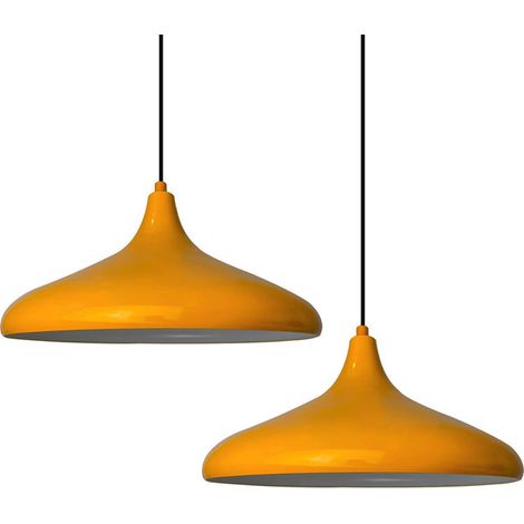 Lampe Suspendue Double Lustre Jaune – Lustre Vintage E27 pour Salon, Chambre ou Salle à Manger (1/5)