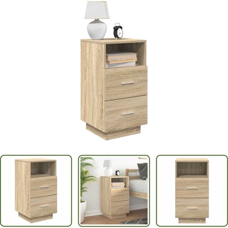 vidaXL Schubladen - Nachttisch mit 2 Schubladen Sonoma-Eiche 36x36x68 cm (1/5)