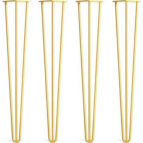 Lot de 4 pieds épingle 20 cm en acier – 3 tiges pour meilleure stabilité – 16 vis de fixation incluses – Pour meubles modernes (1/3)