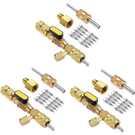 3x R410A R22 Ventileinsatz-Entferner-Einbauwerkzeug mit 1/4- und 5/16-SAE-Anschluss, Doppelgröße