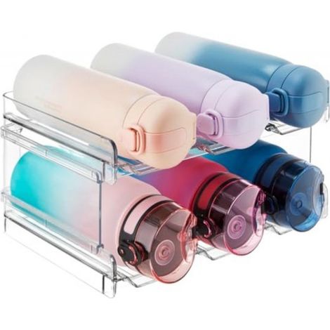 Porte-bouteilles empilable, porte-bouteilles de vin, casier à bouteilles, congélateur à vin, garde-manger - Porte-bouteilles en plastique pour comptoir de cuisine, placard, bureau - Lot de 2 (1/5)