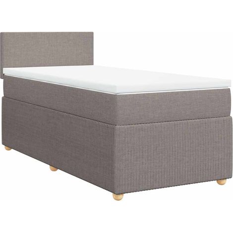 Maison Exclusive - Cama box spring con colchón tela gris taupe 10