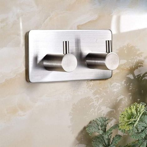 Self Adhesive Towel Hook, Wall Mounted Stainless Steel Hooks for Bathroom and Kitchen, No Drilling (1/4)