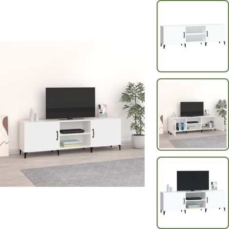 Meuble TV blanc 150x30x50 cm bois d'ingénierie - Meuble Tv - Meuble Audiovisuel - Support Tv - Unité Tv - Meuble Design (1/5)