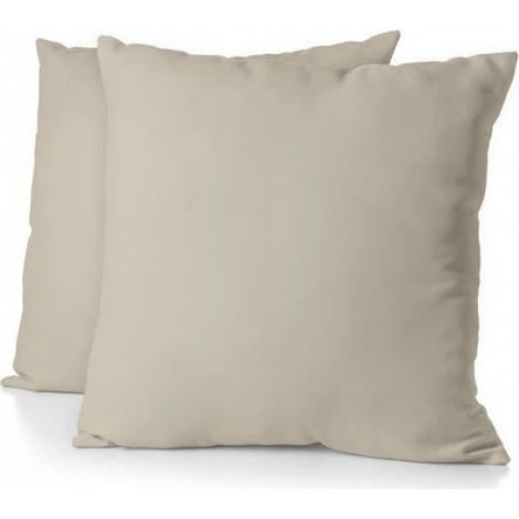 Taies d'oreiller - - Lot de 2 - 100% Coton - 63x63 cm - Beige Crème (1/3)