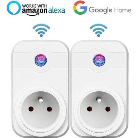 (Blanc)Intelligente Prise,Prise Connectée WiFi Compatible avec Android iOS Alexa Prise Télécommandées de Smart Plug (lot de 2) (1/4)