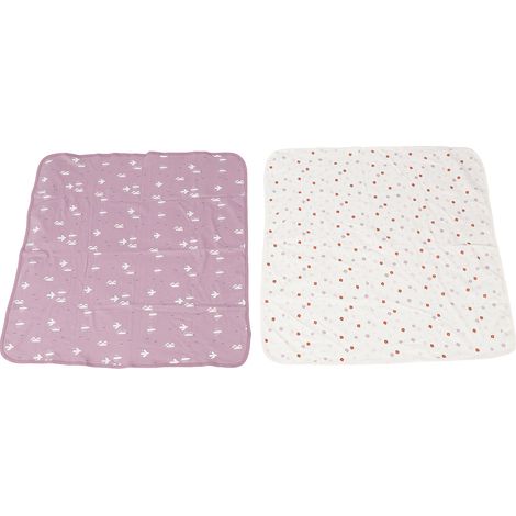 Lot de 2 couvertures bébé en coton, motif oiseau, douces et respirantes, multi-usages pour nouveau-né, famille (1/5)