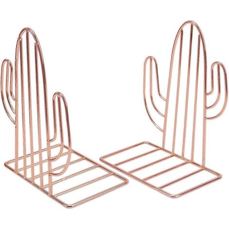 Serre-livres en métal, 1 paire de serre-livres robustes pour étagères, bibliothèques et organiseurs de bureau, en forme de cactus, idéal pour offrir, classeur, séparateurs et séparateurs. (1/5)