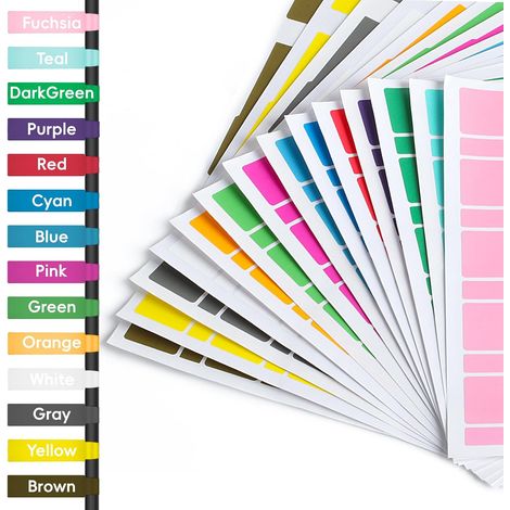 420 Pz Etichette per Cavi Autoadesive Impermeabili - 14 Colori 14 Fogli Segnacavi Scrivibili, Marcatori per Gestione Cavi Elettrici, Organizzazione Cavi Elettronici, Self-Adhesive, Durable Adhesives (1/5)