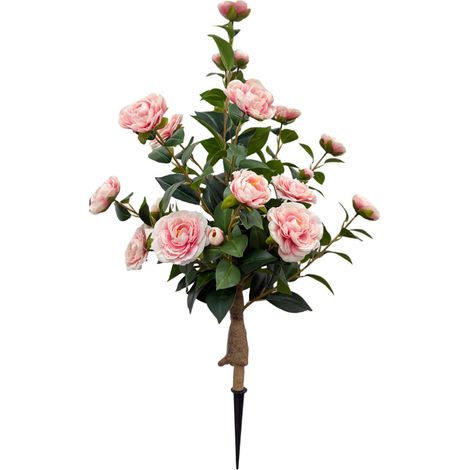 Árbol artificial verde de 88 cm, camelia artificial, decoración floral artificial, plantación en el suelo, árbol de equilibrio (1/5)