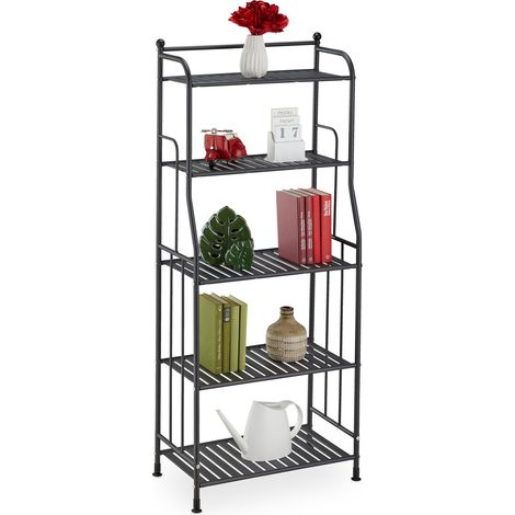 Relaxdays Standregal, Stahl, HxBxT: 133 x 56 x 28 cm, Regal Küche & Bad, 5 Gitterablagen, Metallregal stehend, schwarz